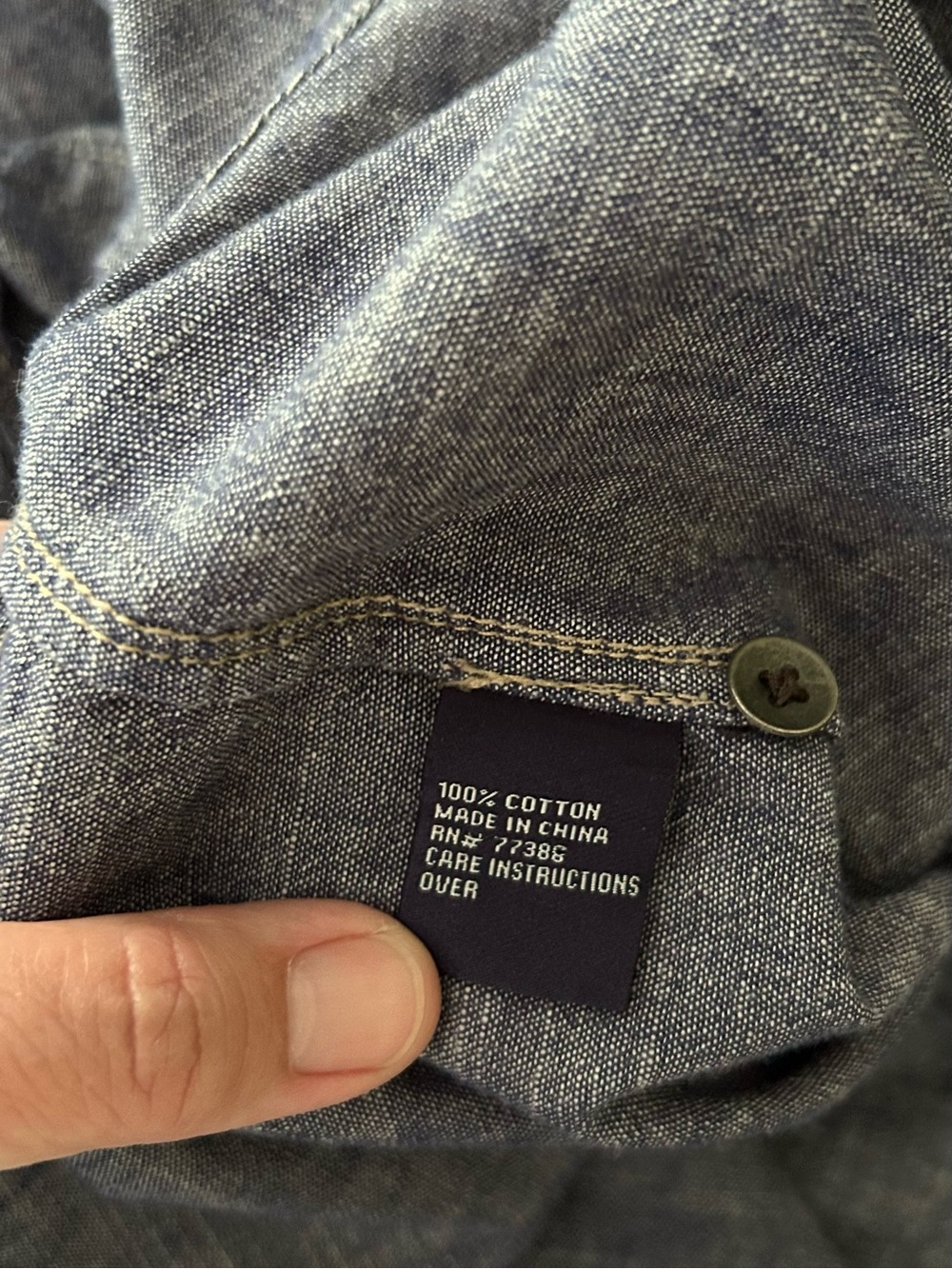 Madewell denim button-up long sleeve collared shirt - Rinse wash - Picture 7 of 8